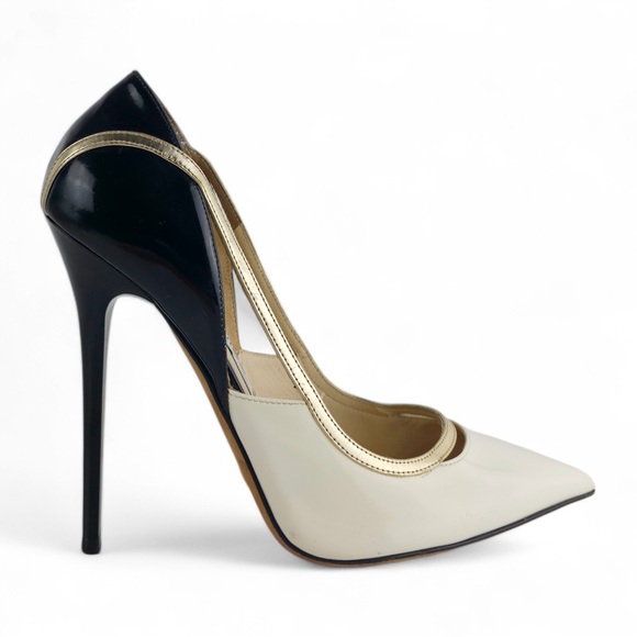 Jimmy Choo Bicolor Patent Leather Viper Pointed Toe Pumps Sz 39 - Picture 2 of 7